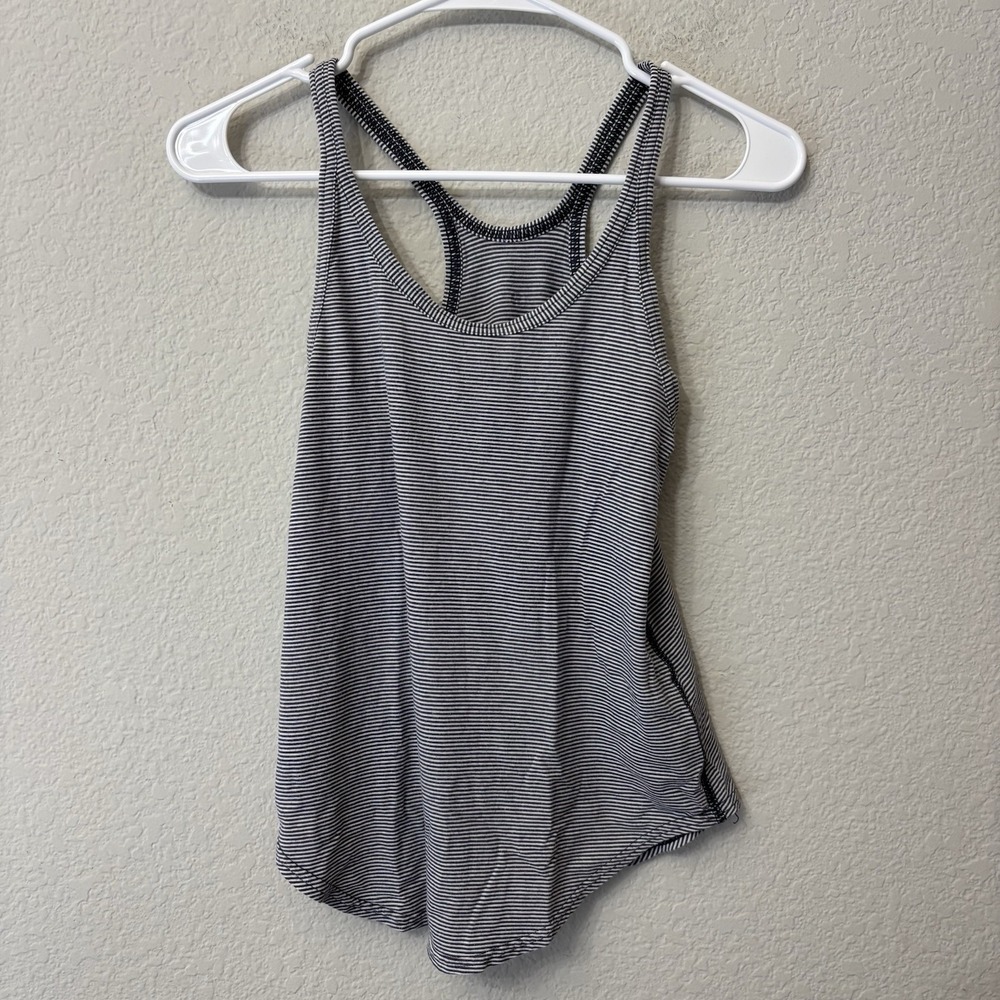 Lululemon Yogi Racerback III Charcoal Stripe Tank Top Women's Size 2 XS Yoga